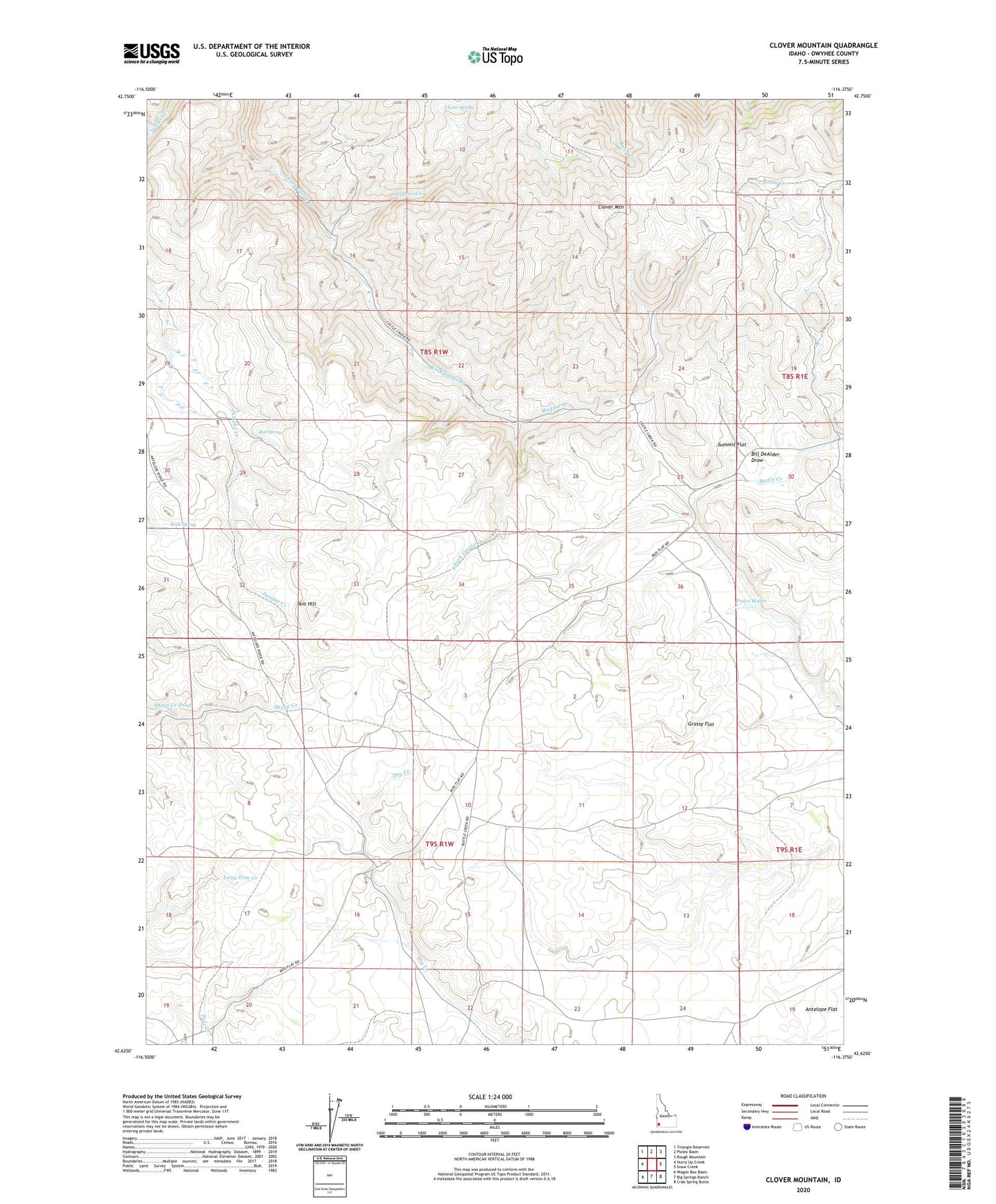 Clover Mountain Idaho US Topo Map Image