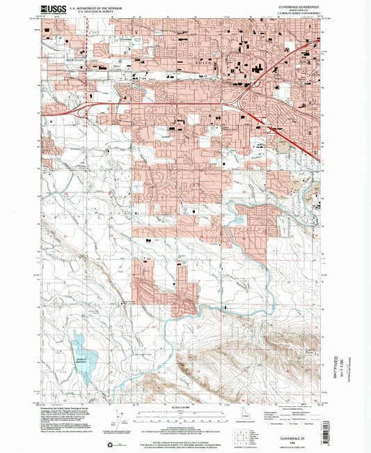 Classic USGS Cloverdale Idaho 7.5'x7.5' Topo Map Image