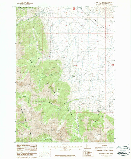 Classic USGS Coal Kiln Canyon Idaho 7.5'x7.5' Topo Map Image
