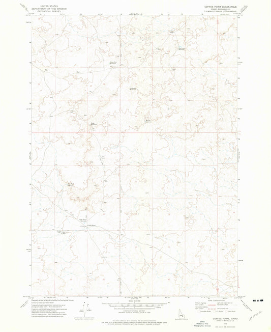 Classic USGS Coffee Point Idaho 7.5'x7.5' Topo Map Image