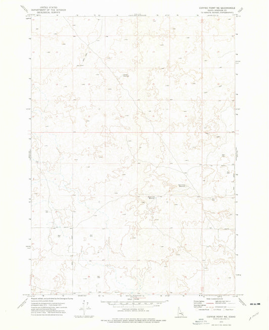 Classic USGS Coffee Point NE Idaho 7.5'x7.5' Topo Map Image