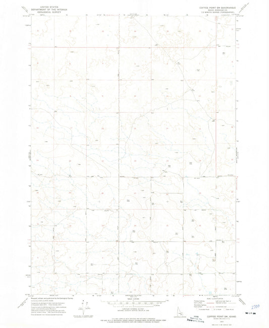 Classic USGS Coffee Point SW Idaho 7.5'x7.5' Topo Map Image