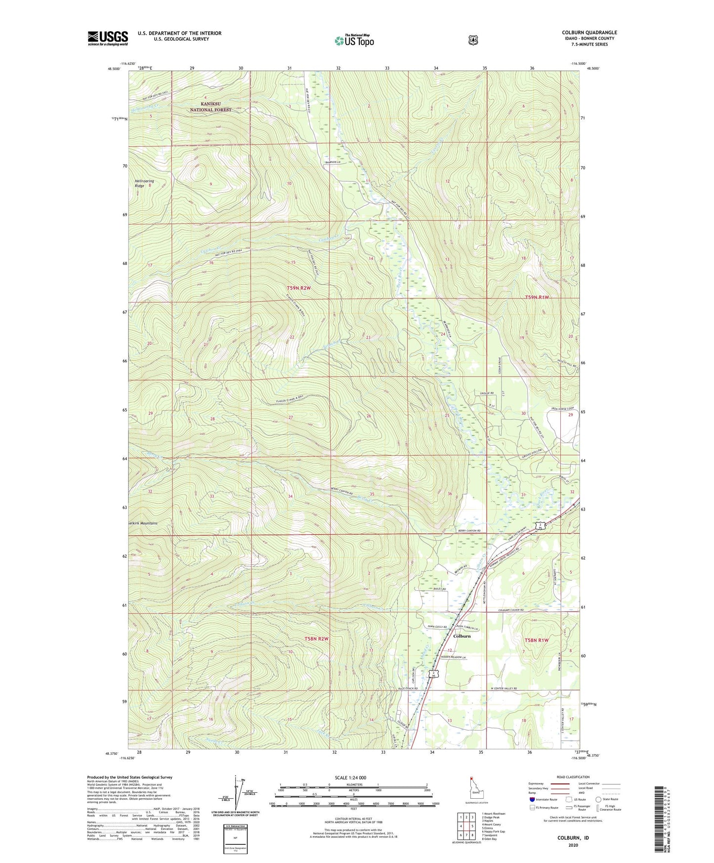 Colburn Idaho US Topo Map Image
