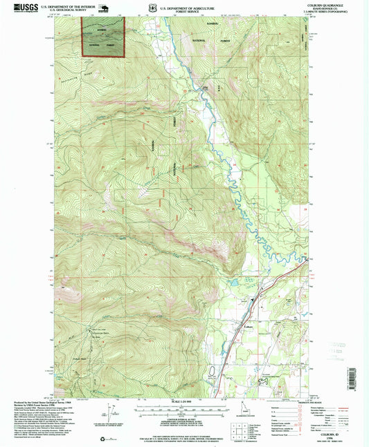 Classic USGS Colburn Idaho 7.5'x7.5' Topo Map Image