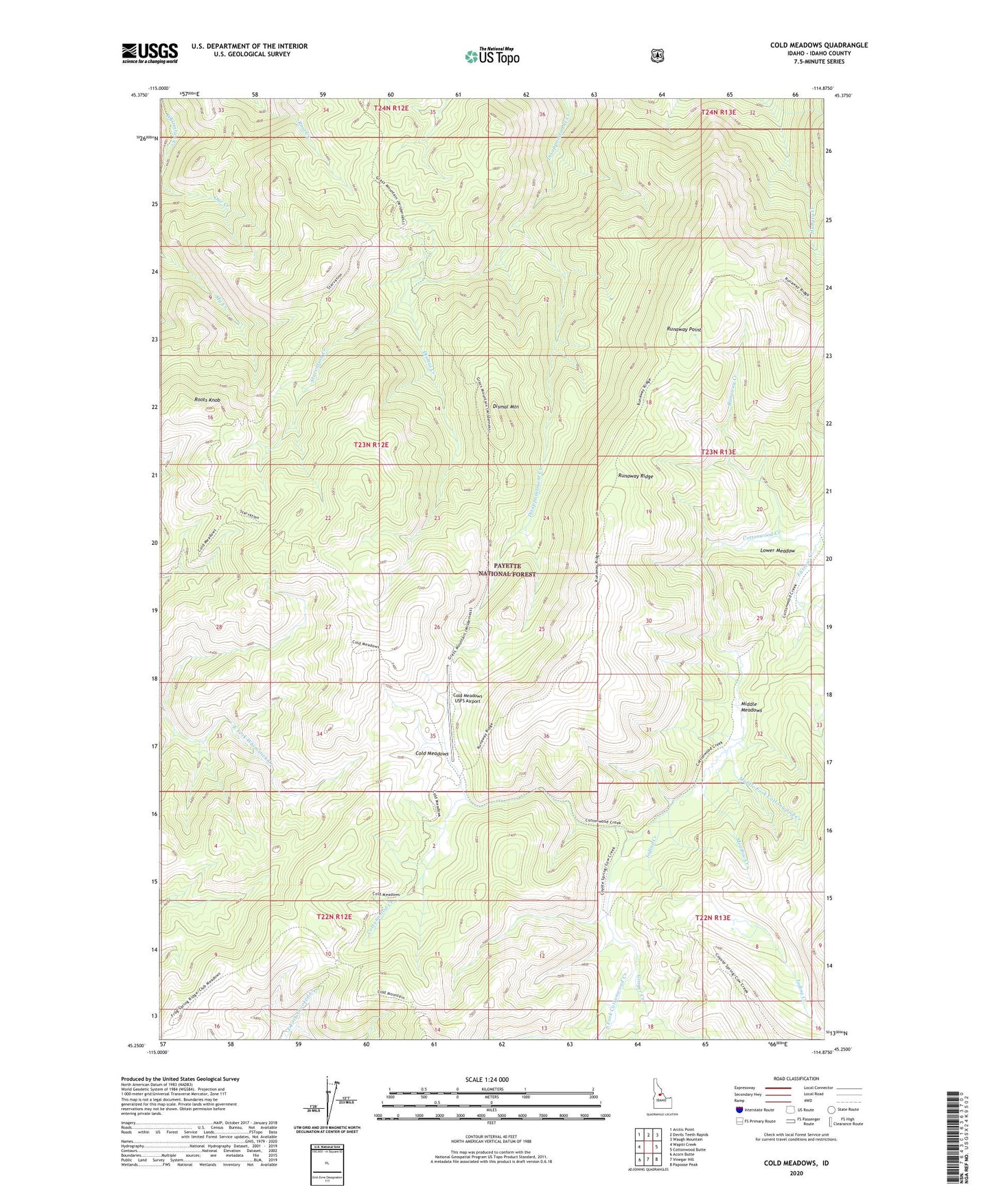 Cold Meadows Idaho US Topo Map Image