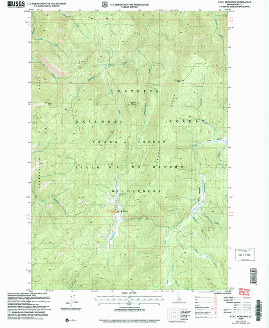 Classic USGS Cold Meadows Idaho 7.5'x7.5' Topo Map Image