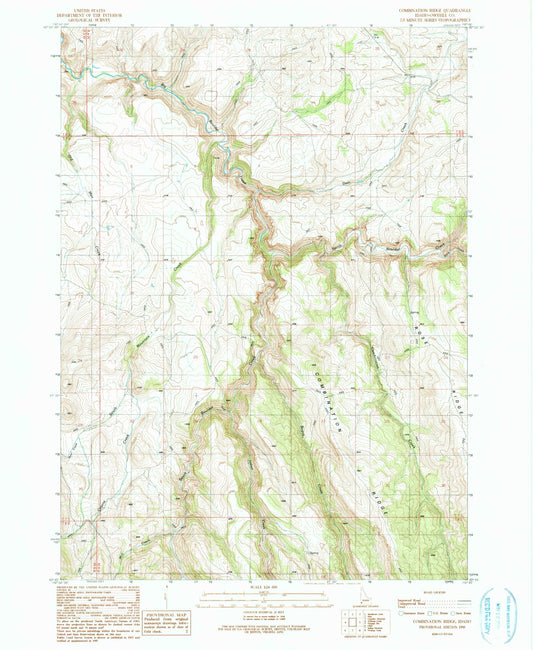 Classic USGS Combination Ridge Idaho 7.5'x7.5' Topo Map Image