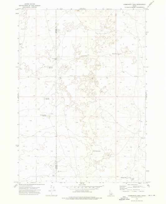 Classic USGS Community Lake Idaho 7.5'x7.5' Topo Map Image