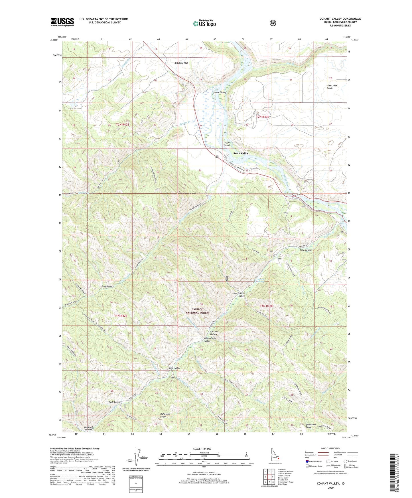 Conant Valley Idaho US Topo Map Image