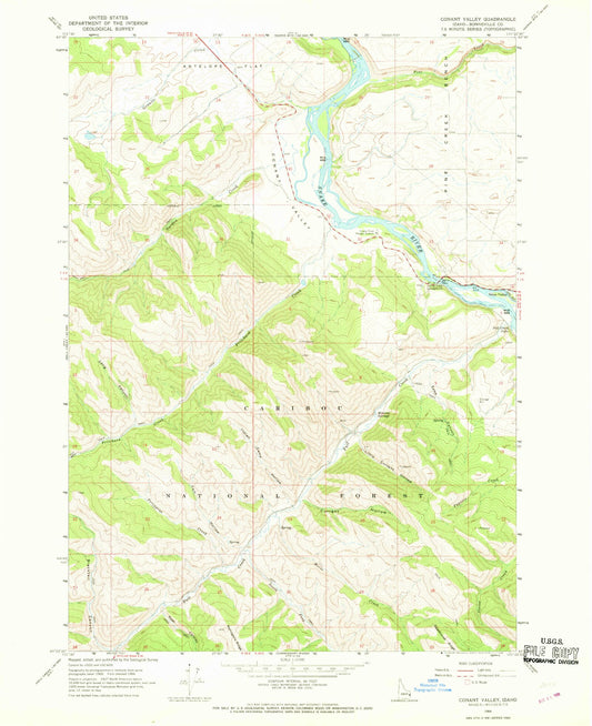 Classic USGS Conant Valley Idaho 7.5'x7.5' Topo Map Image
