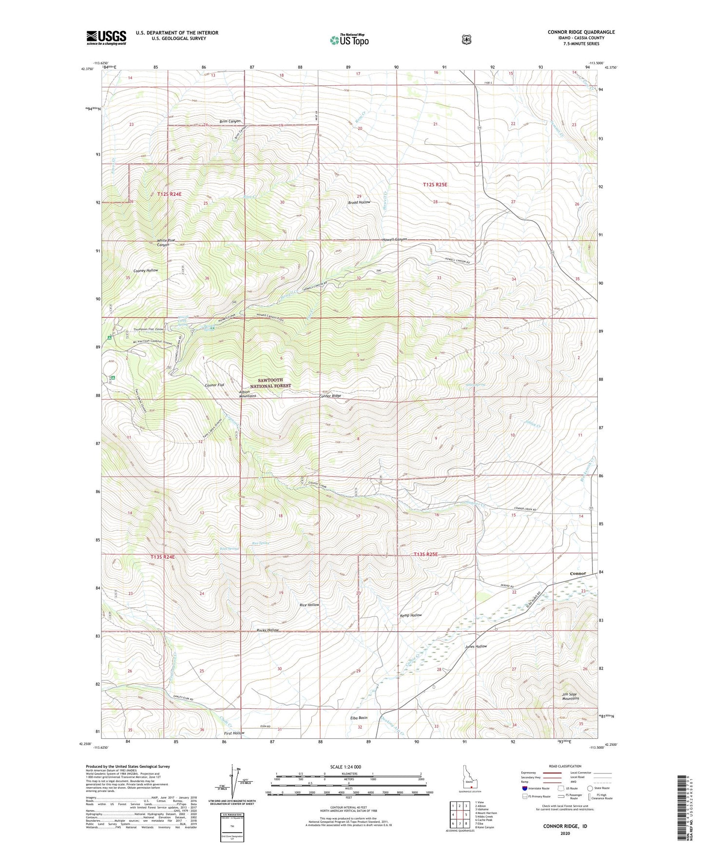 Connor Ridge Idaho US Topo Map Image