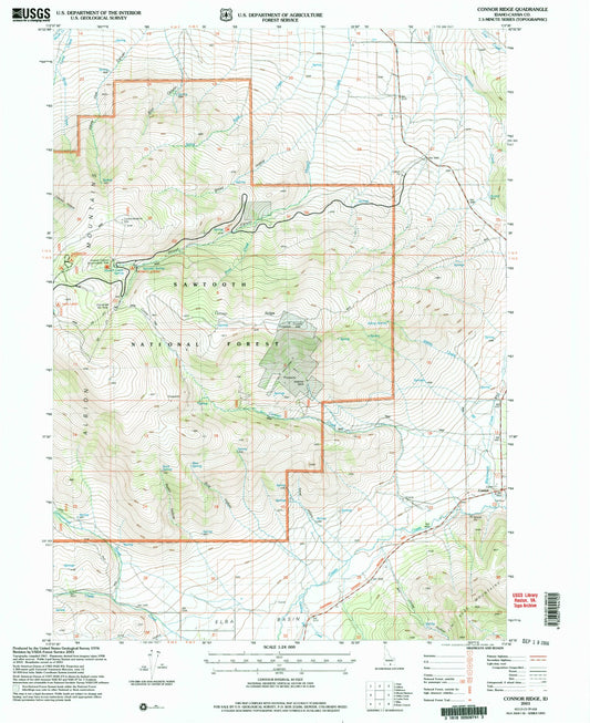 Classic USGS Connor Ridge Idaho 7.5'x7.5' Topo Map Image