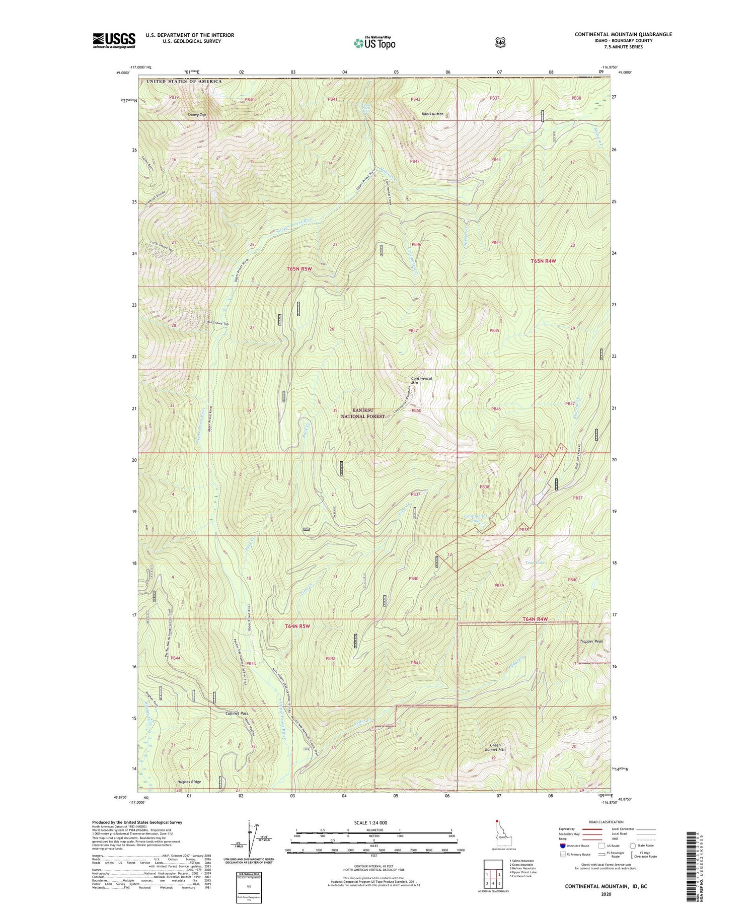 Continental Mountain Idaho US Topo Map Image
