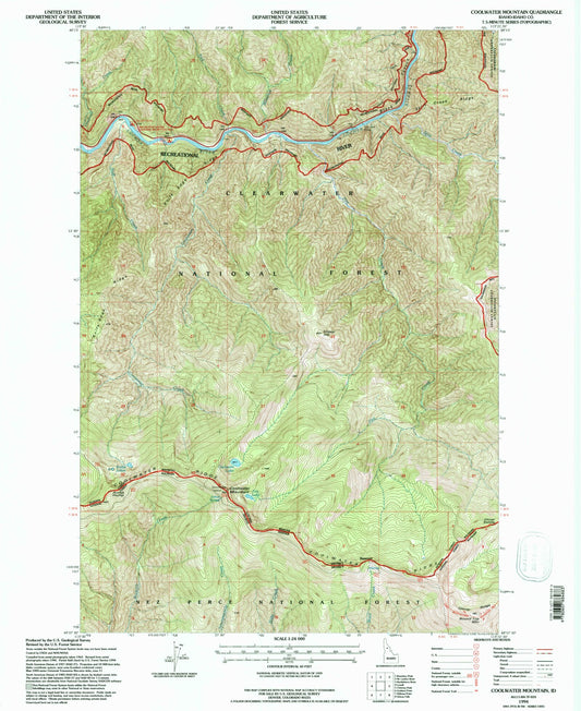 Classic USGS Coolwater Mountain Idaho 7.5'x7.5' Topo Map Image