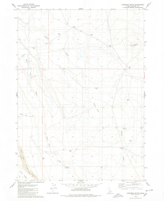 Classic USGS Coonskin Butte Idaho 7.5'x7.5' Topo Map Image