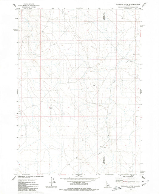 Classic USGS Coonskin Butte NE Idaho 7.5'x7.5' Topo Map Image