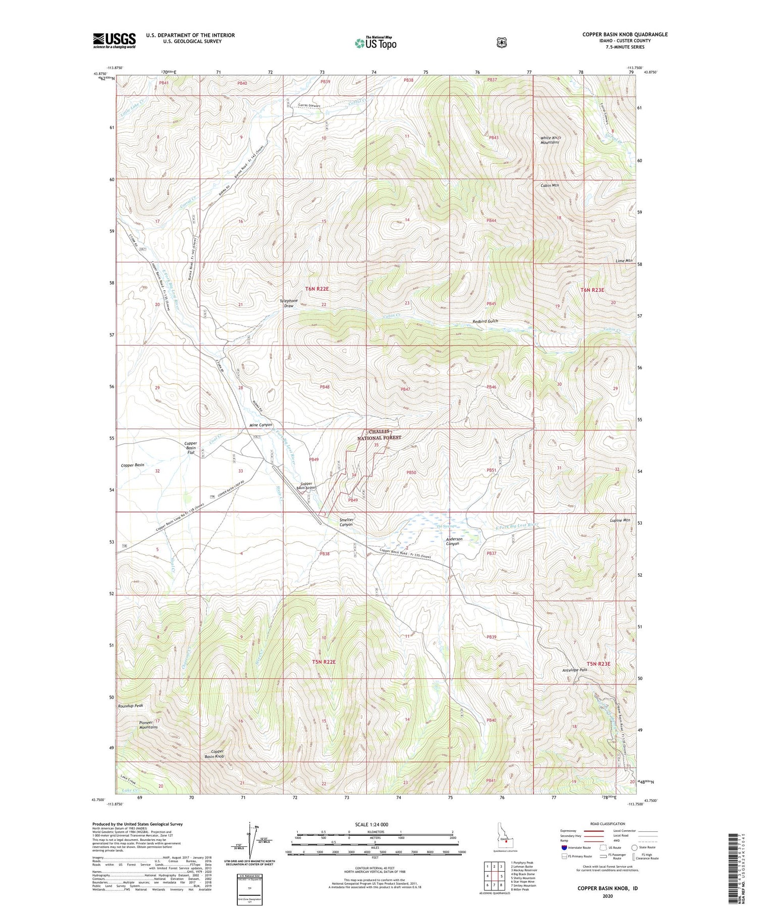 Copper Basin Knob Idaho US Topo Map Image