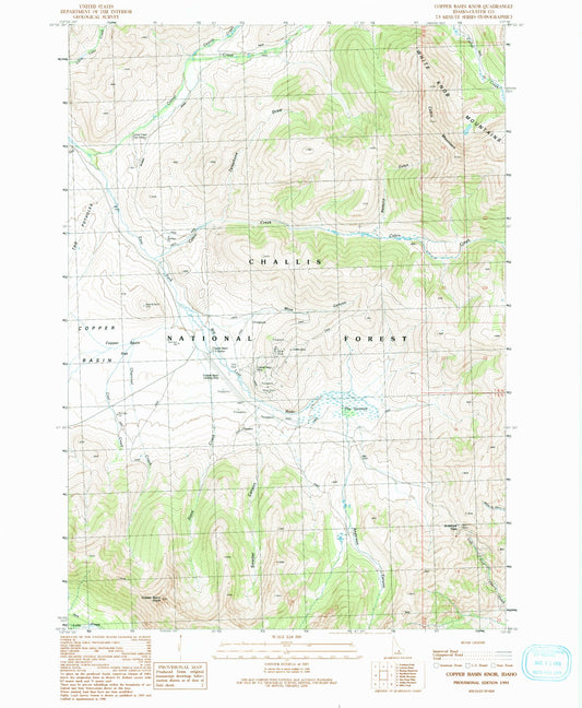 Classic USGS Copper Basin Knob Idaho 7.5'x7.5' Topo Map Image