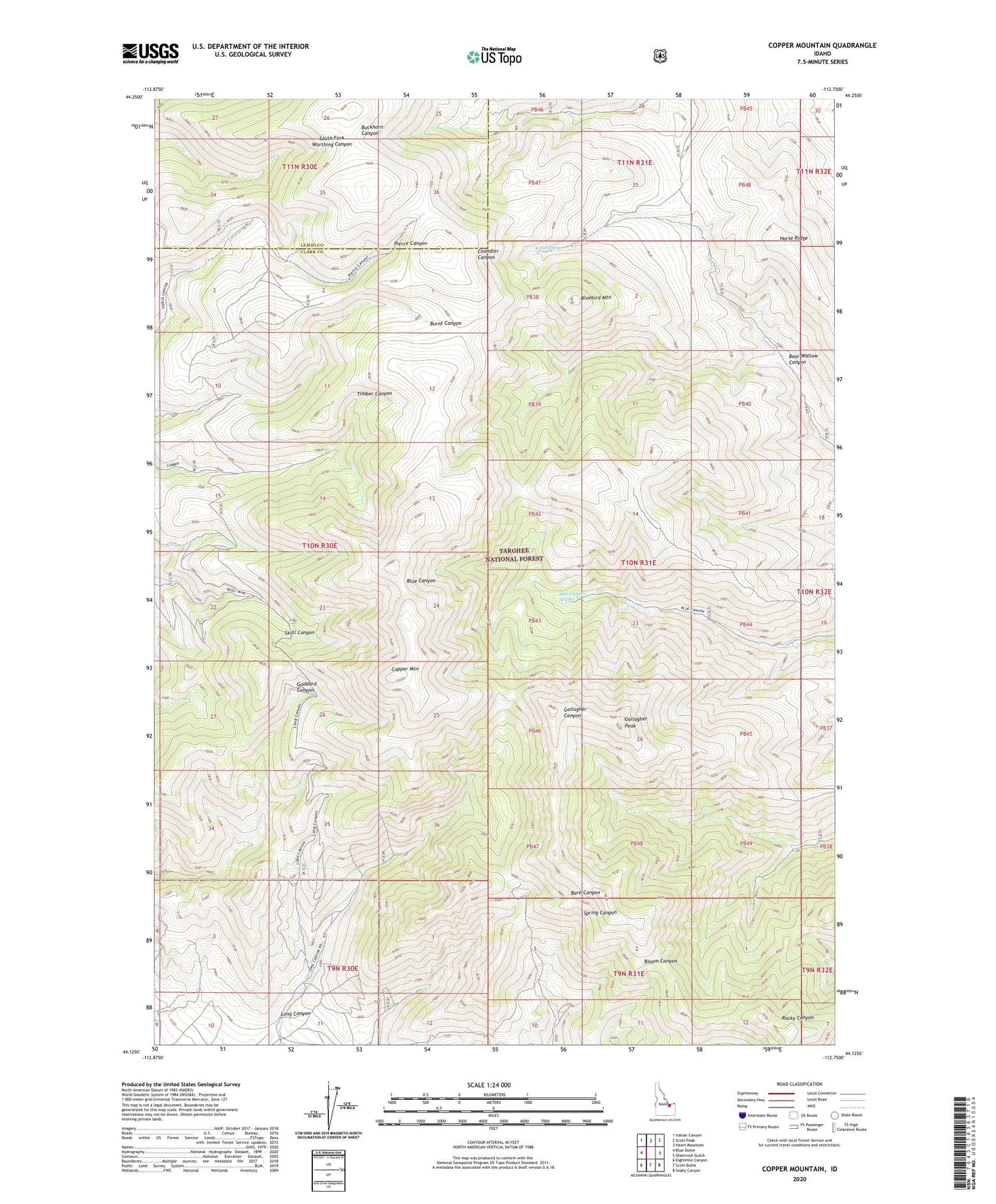 Copper Mountain Idaho US Topo Map Image