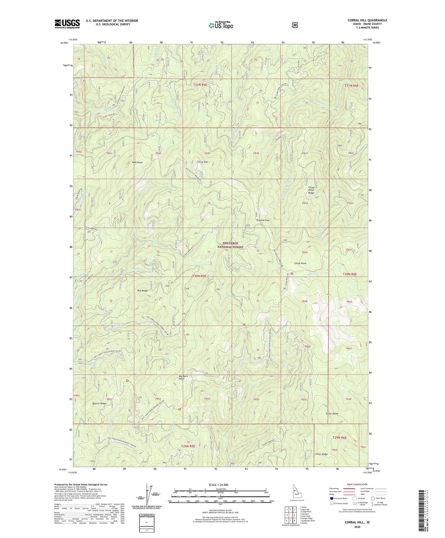 Corral Hill Idaho US Topo Map Image