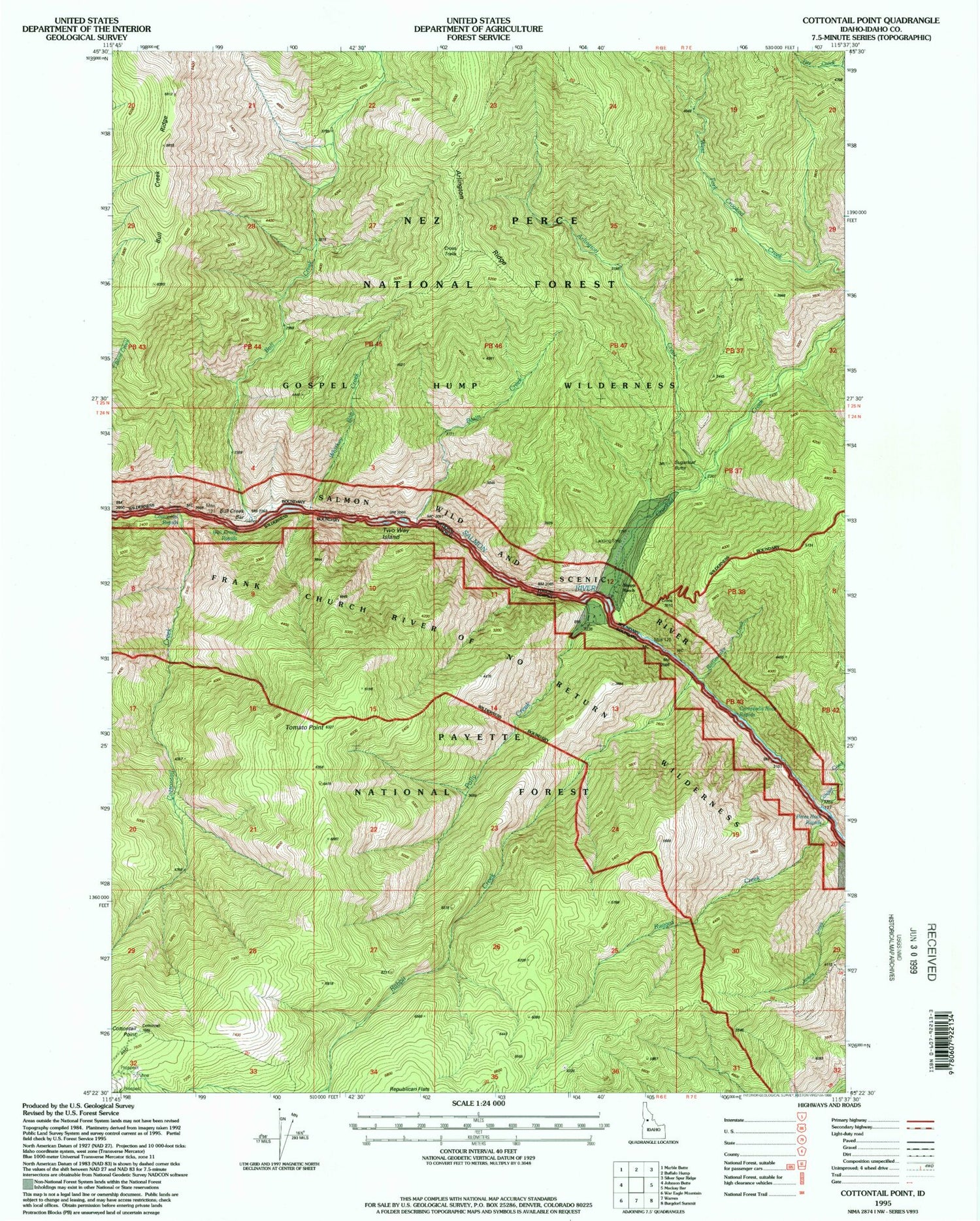 Classic USGS Cottontail Point Idaho 7.5'x7.5' Topo Map Image