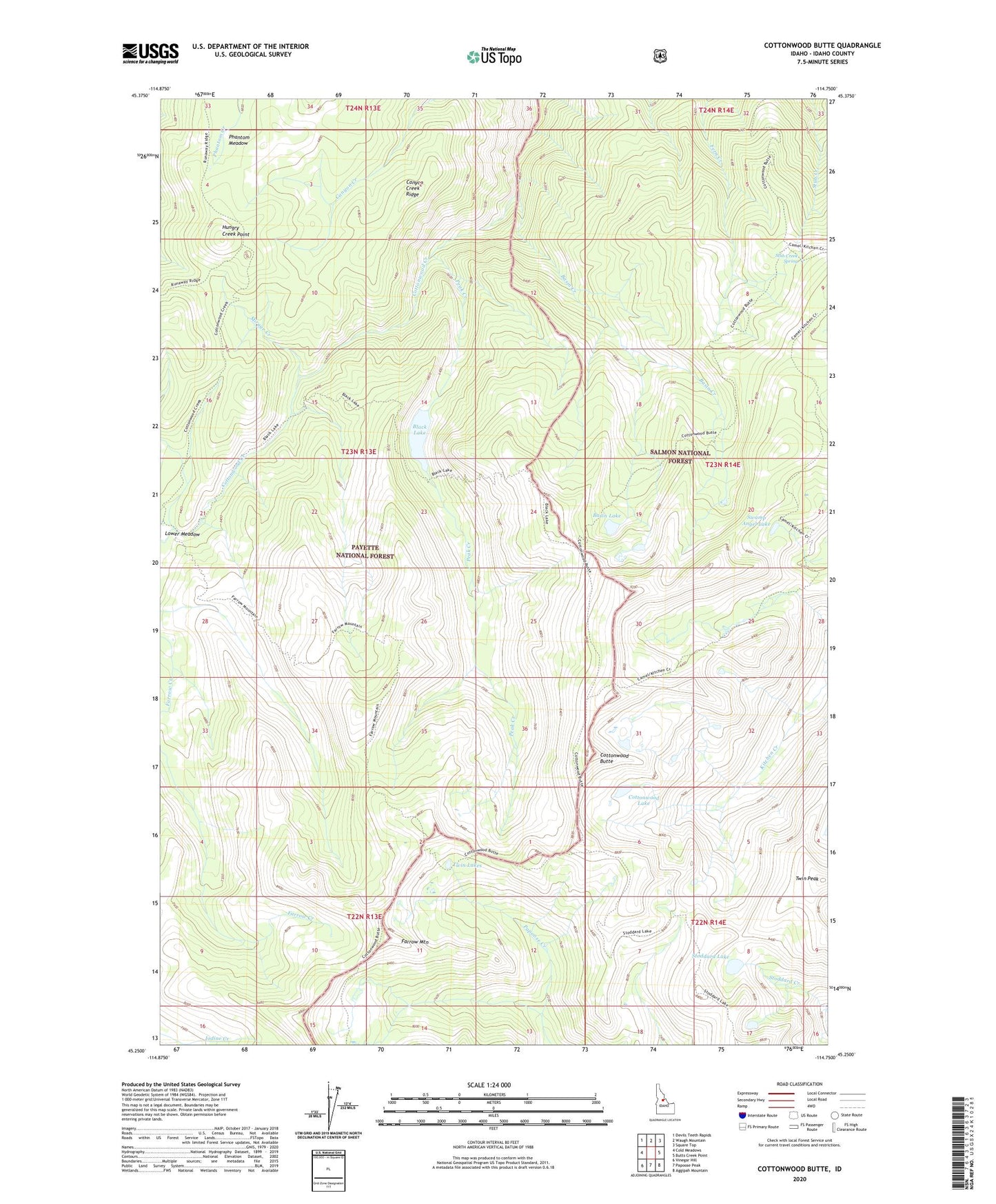 Cottonwood Butte Idaho US Topo Map Image