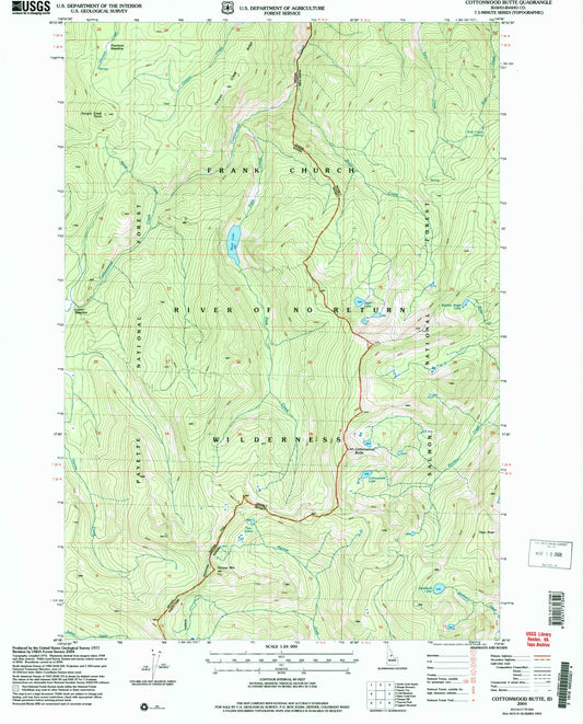 Classic USGS Cottonwood Butte Idaho 7.5'x7.5' Topo Map Image