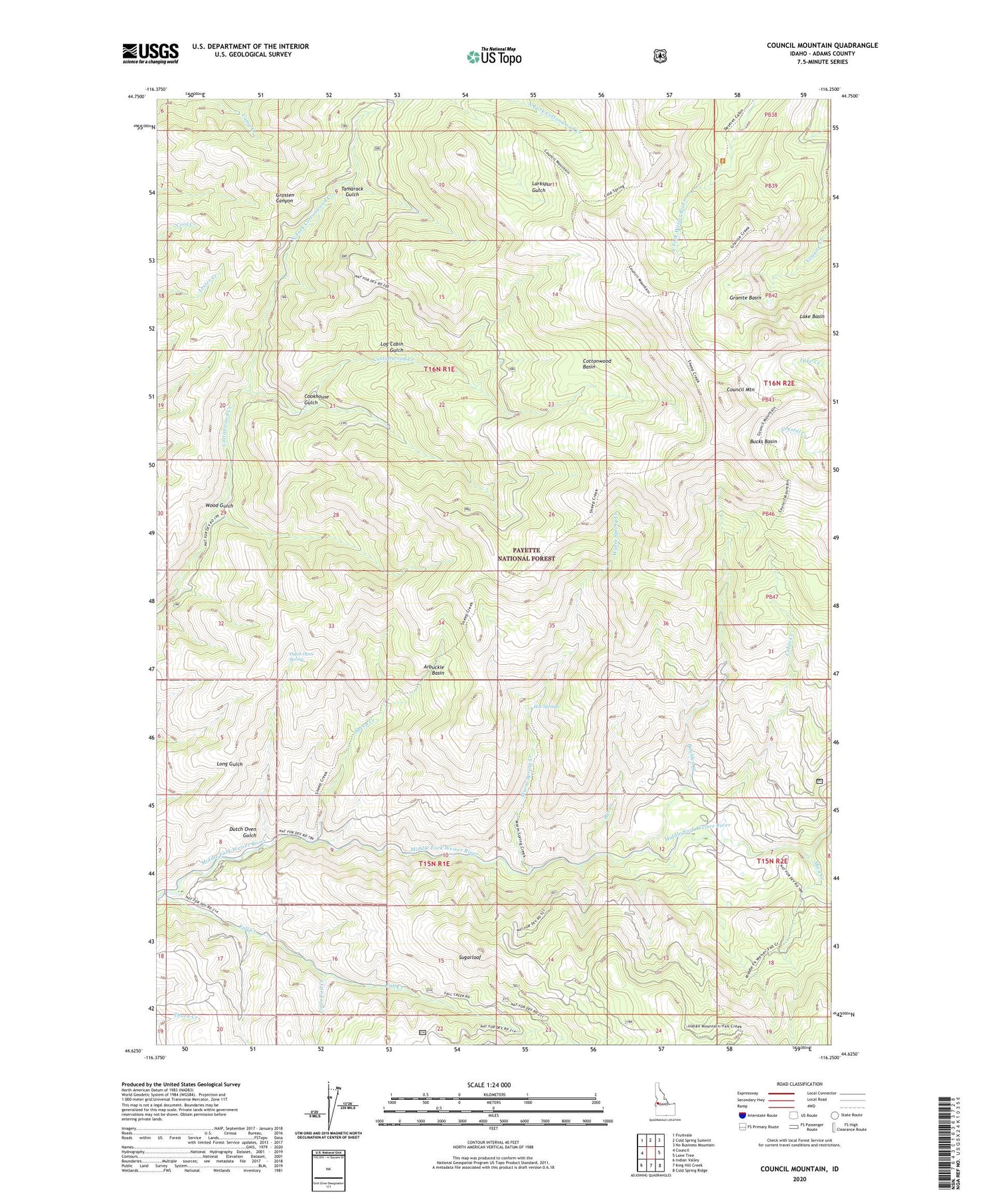 Council Mountain Idaho US Topo Map Image