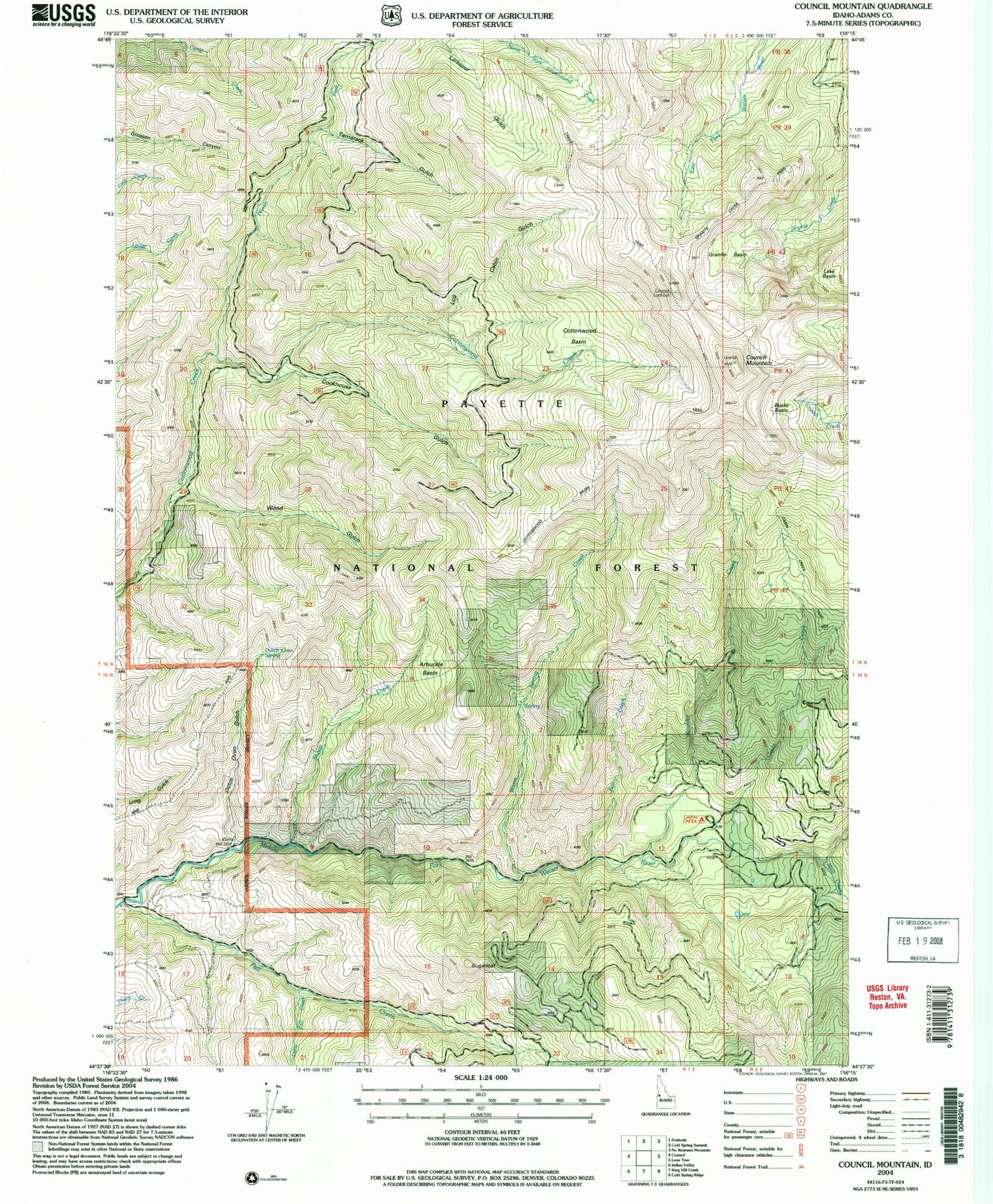 Classic USGS Council Mountain Idaho 7.5'x7.5' Topo Map Image
