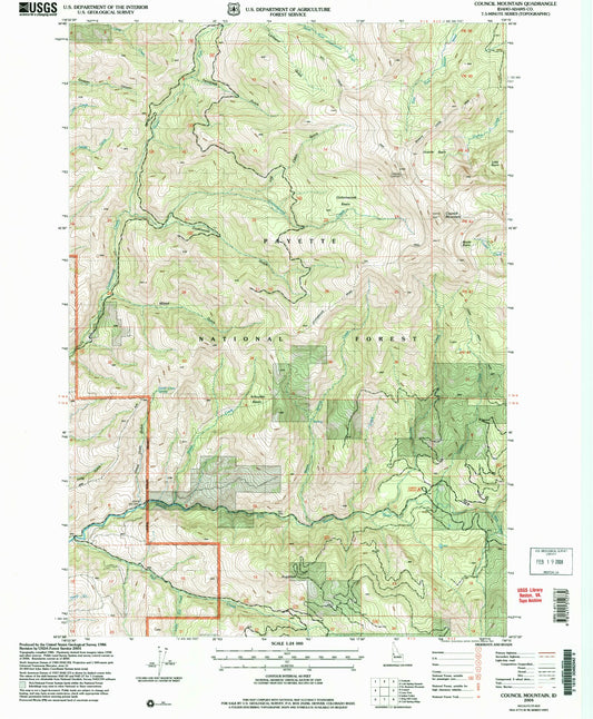 Classic USGS Council Mountain Idaho 7.5'x7.5' Topo Map Image
