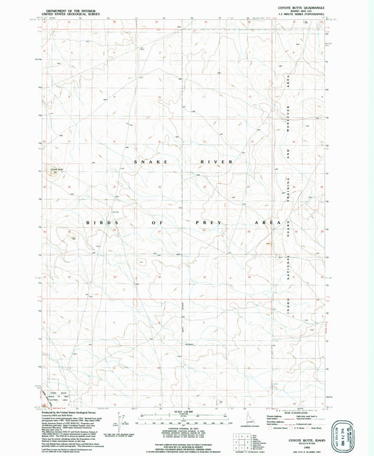 Classic USGS Coyote Butte Idaho 7.5'x7.5' Topo Map Image