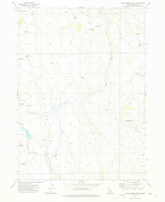 Classic USGS Crab Spring Butte Idaho 7.5'x7.5' Topo Map Image