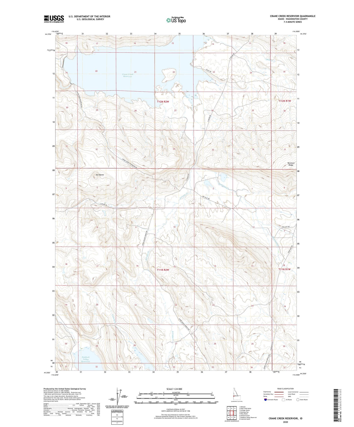 Crane Creek Reservoir Idaho US Topo Map Image