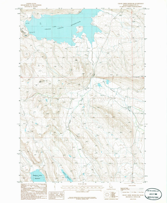 Classic USGS Crane Creek Reservoir Idaho 7.5'x7.5' Topo Map Image