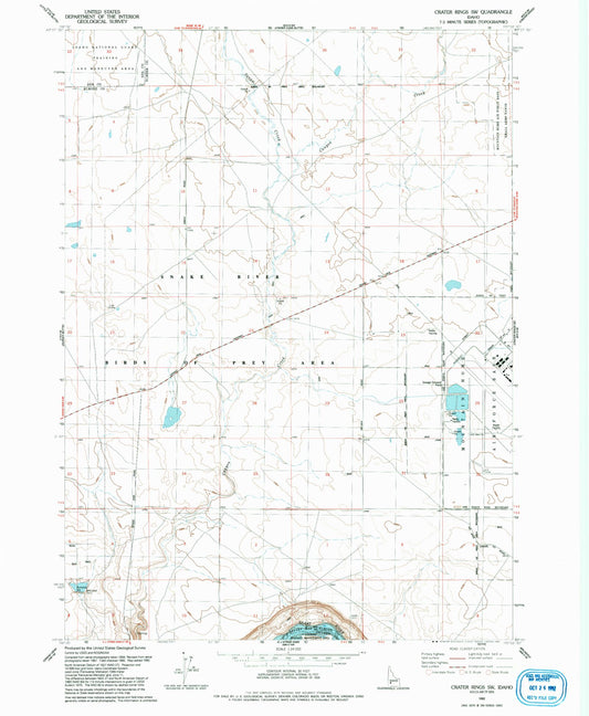 Classic USGS Crater Rings SW Idaho 7.5'x7.5' Topo Map Image