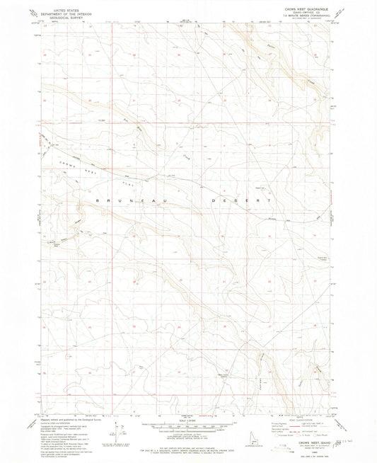Classic USGS Crows Nest Idaho 7.5'x7.5' Topo Map Image