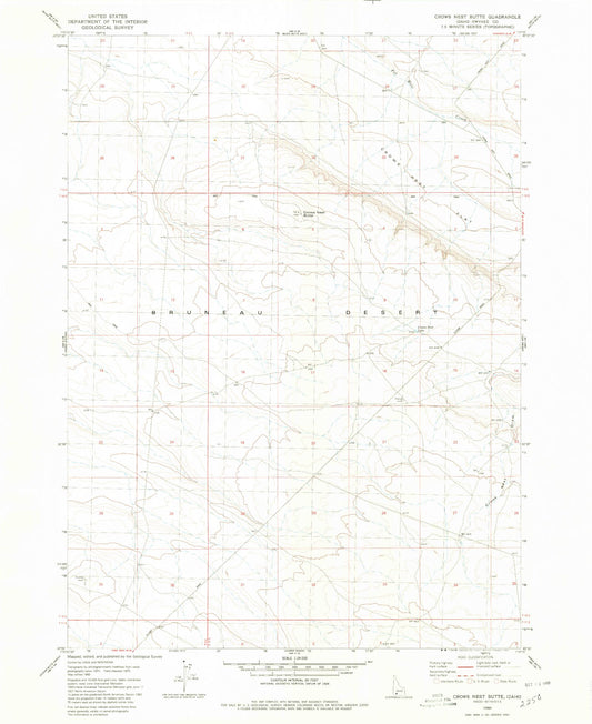 Classic USGS Crows Nest Butte Idaho 7.5'x7.5' Topo Map Image