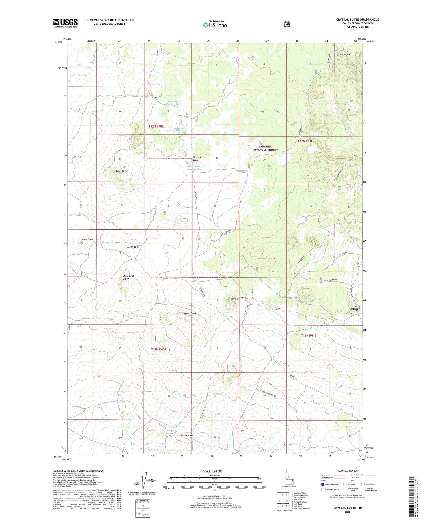 Crystal Butte Idaho US Topo Map Image