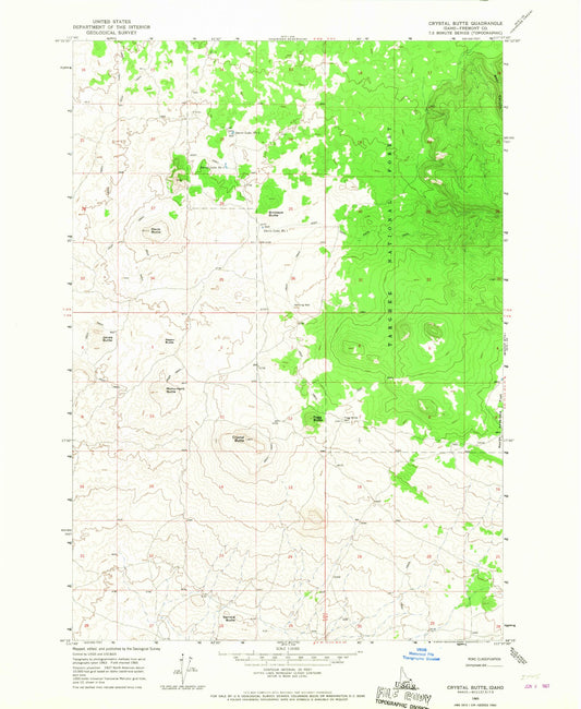 Classic USGS Crystal Butte Idaho 7.5'x7.5' Topo Map Image