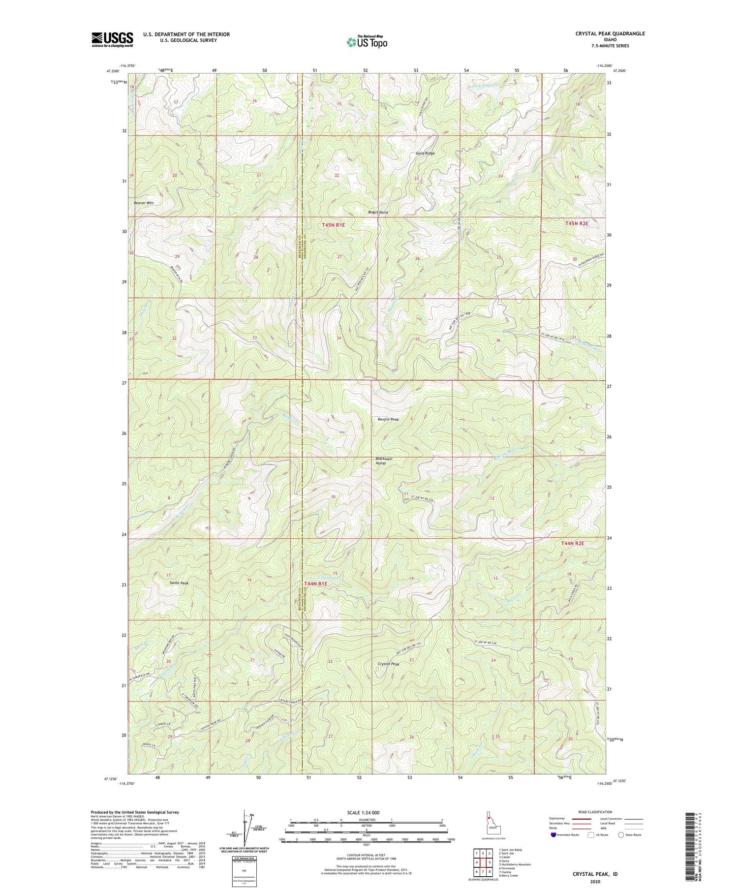 Crystal Peak Idaho US Topo Map Image