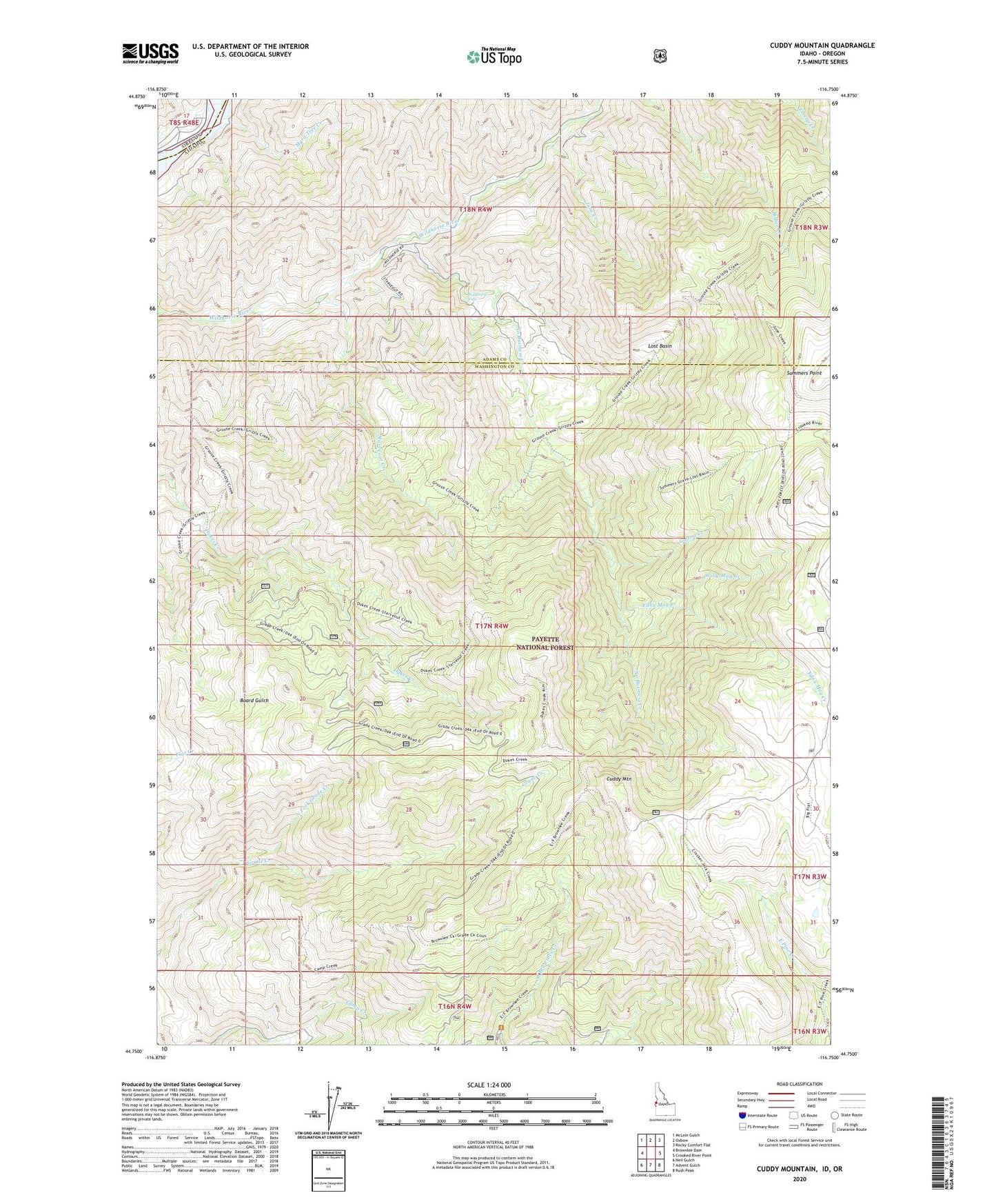 Cuddy Mountain Idaho US Topo Map Image