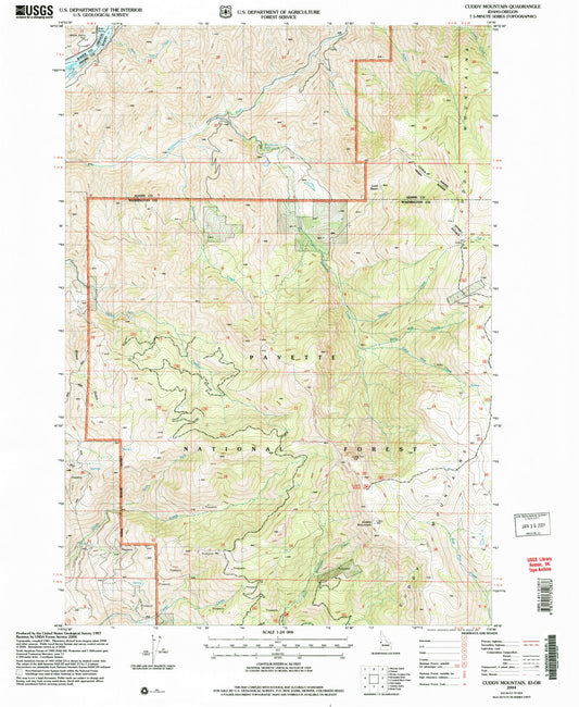 Classic USGS Cuddy Mountain Idaho 7.5'x7.5' Topo Map Image