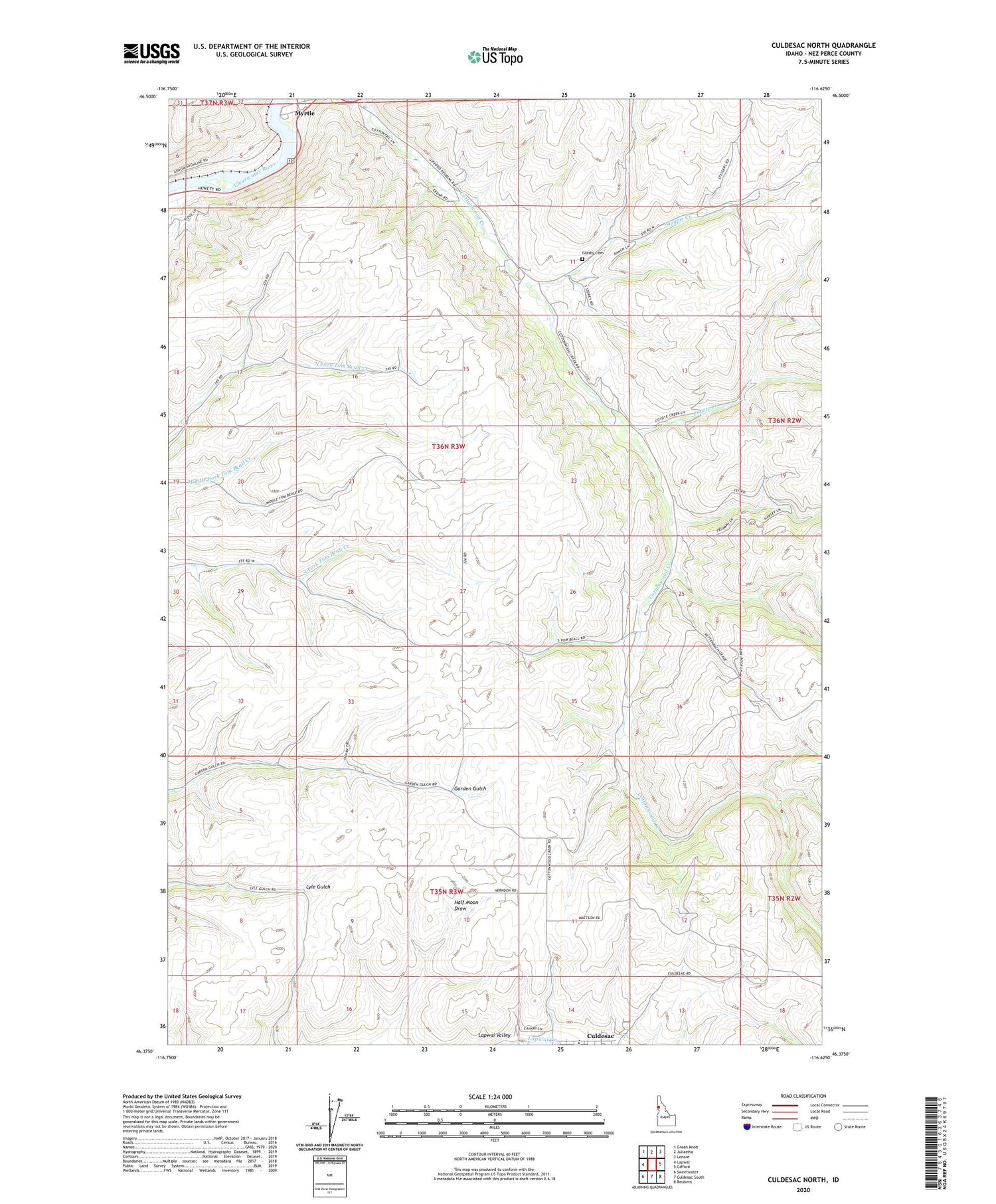 Culdesac North Idaho US Topo Map Image