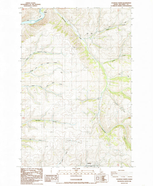Classic USGS Culdesac North Idaho 7.5'x7.5' Topo Map Image