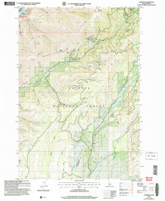 Classic USGS Cuprum Idaho 7.5'x7.5' Topo Map Image