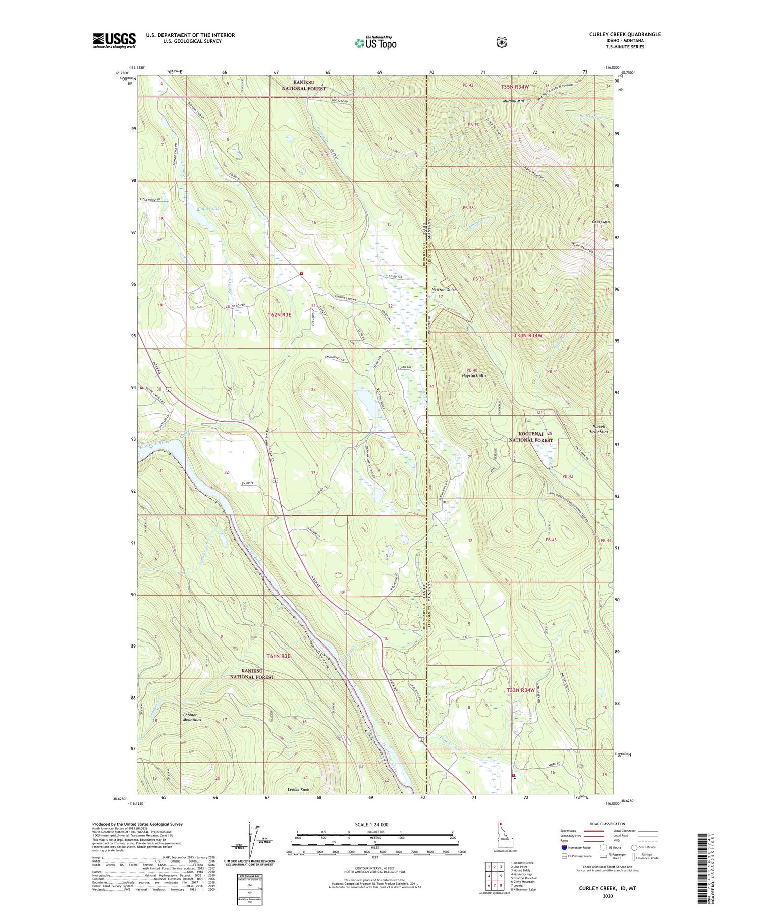 Curley Creek Idaho US Topo Map Image