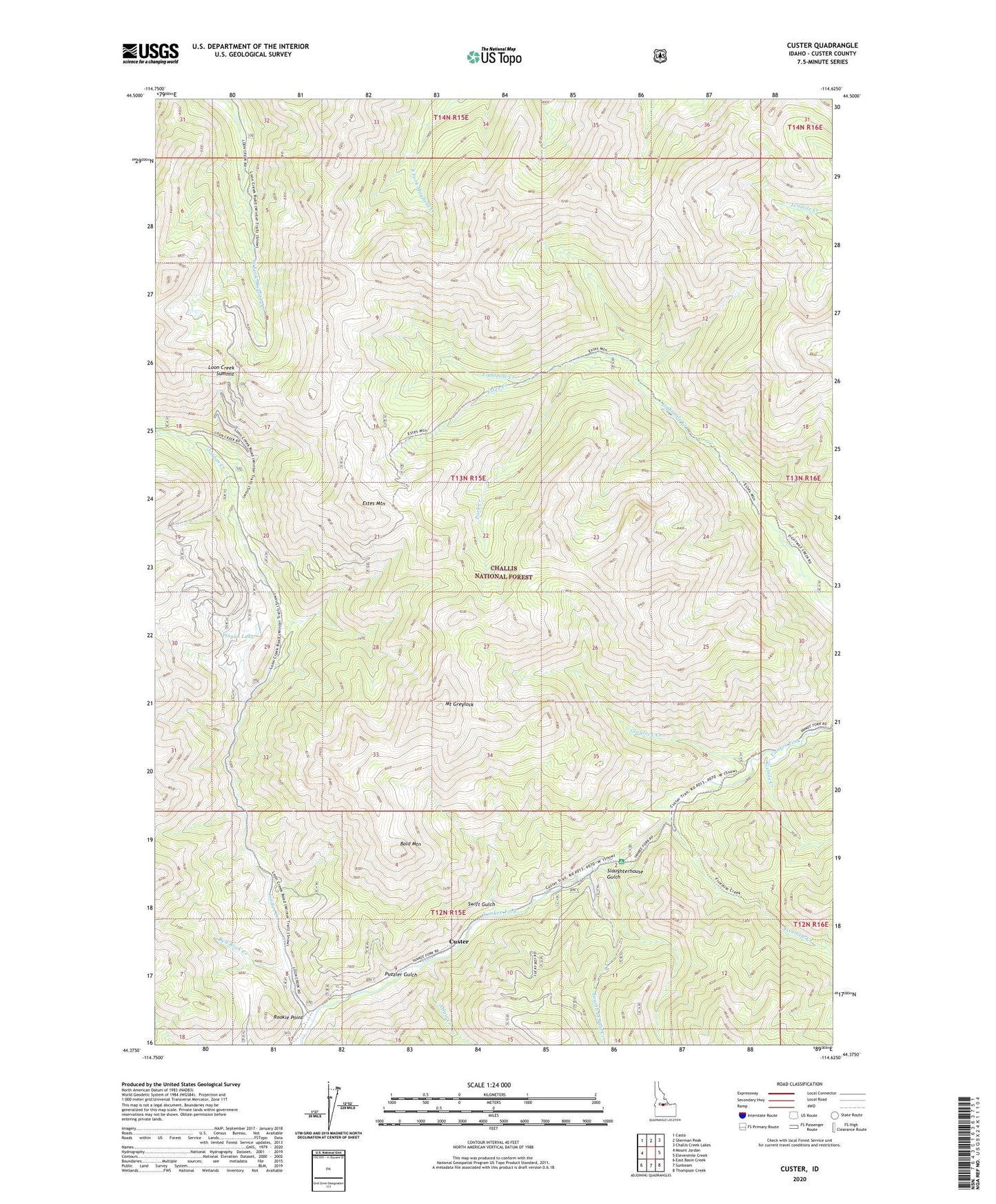 Custer Idaho US Topo Map Image