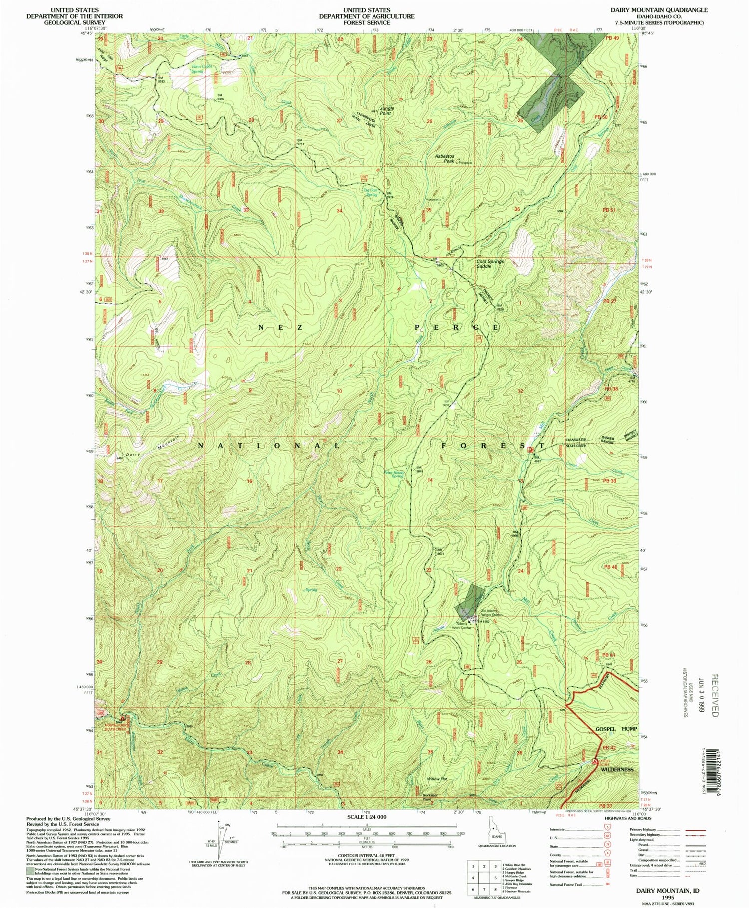 Classic USGS Dairy Mountain Idaho 7.5'x7.5' Topo Map Image