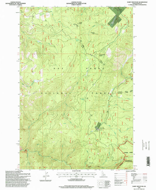 Classic USGS Dairy Mountain Idaho 7.5'x7.5' Topo Map Image