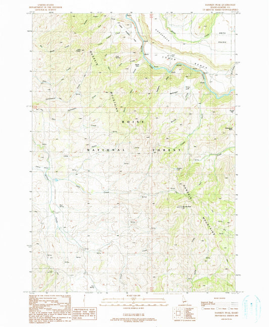 Classic USGS Danskin Peak Idaho 7.5'x7.5' Topo Map Image